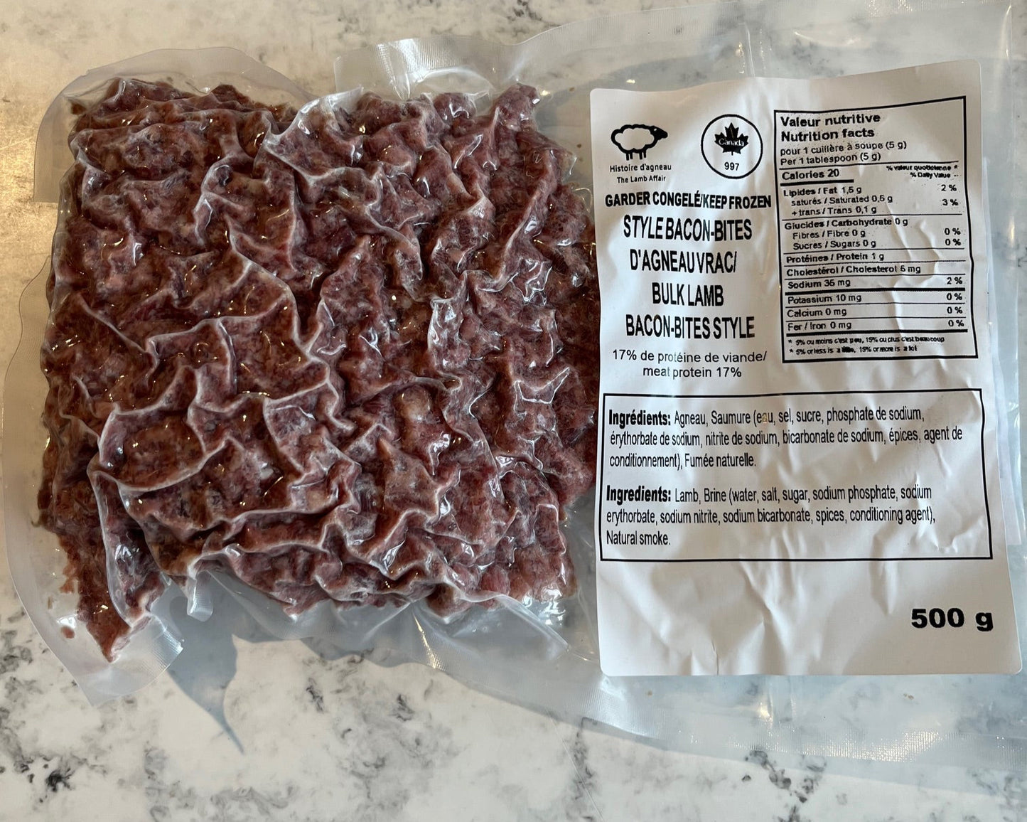 Style bacon-bites d’agneau 500g pre-cuit